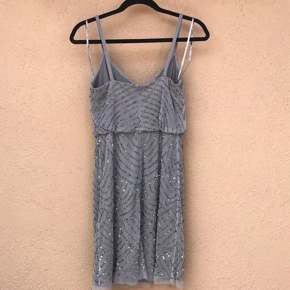 ADRIANNA PAPELL Sequin Mesh Blouson Dress - Picture 4 of 6